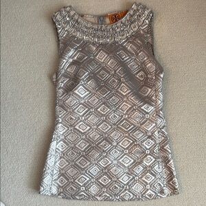 Tory Burch Silver Fitted Embellished Blouse
